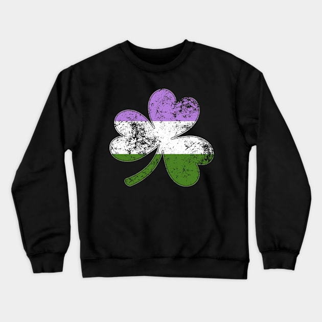 Genderqueer Shamrock Pride Flag Crewneck Sweatshirt by wheedesign